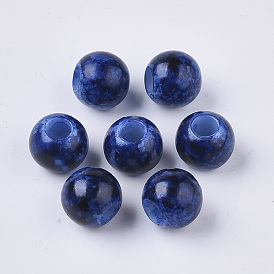 Спрей окрашены акриловыми Европейский бисером, бусины с большим отверстием, рондель