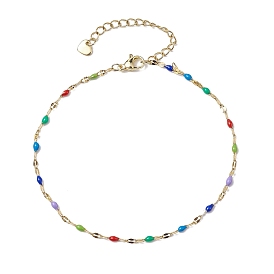 304 Stainless Steel Enamel Link Chains Anklets