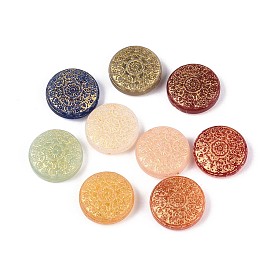 Плоские круглые стеклянные бусины с цветочным узором, золотой металл обвитыми