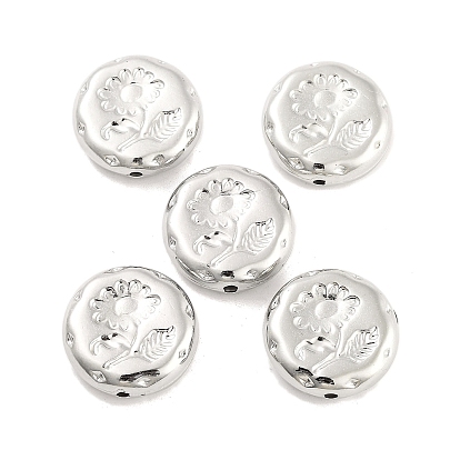 CCB Plastic Beads, Flat Round with Flower
