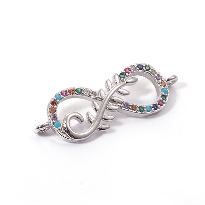 Соединители из латуни с микропаве и кубическим цирконием, бесконечность, красочный