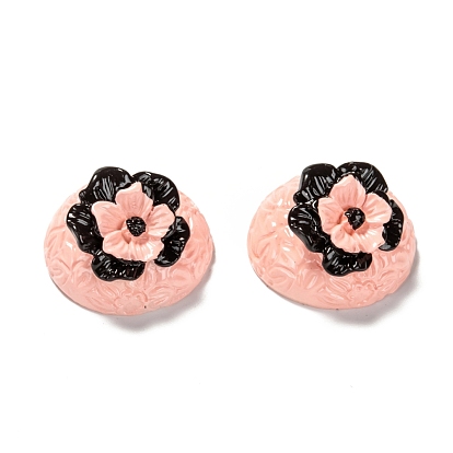 Cabujones decodificados de resina, alimento de imitación, pastel, de media caña con la flor