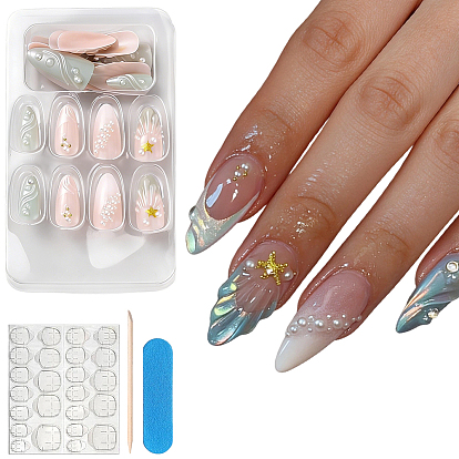Uñas postizas de plástico ABS con cobertura completa a presión, manicura desmontable del arte del clavo, Con palito de manicura, lima y cintas adhesivas