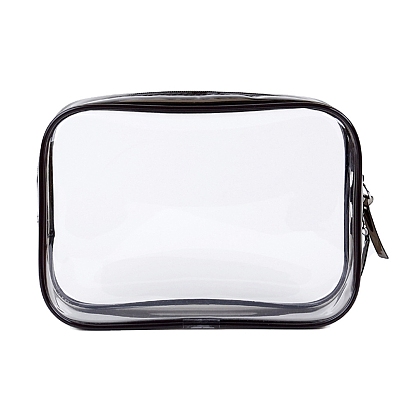 Portable PVC Transparent Waterpoof Makeup Storage Bag, with Pull Chain, for Bathroom Vacation and Organizations