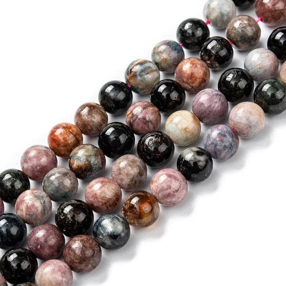Tourmaline naturelle rangées de perles rondes