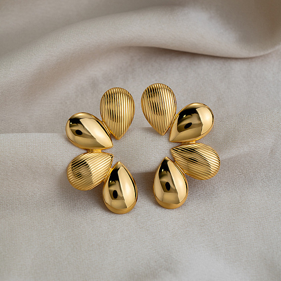 304 aretes de acero inoxidable para mujer, flor