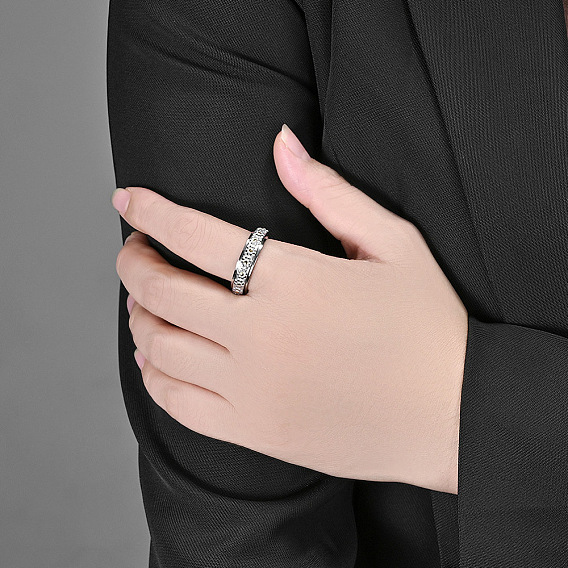 Простой стиль 304 вращающиеся кольца для пальцев из нержавеющей стали, подсолнечник, Кольцо-спиннер для успокоения беспокойства, медитации