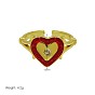 Brass Micro Pave Clear Cubic Zirconia & Enemal Cuff Open Rings for Women, Golden