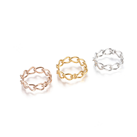 Unisex 304 Stainless Steel Chain Finger Rings, Wide Band Rings