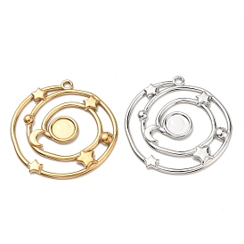 304 Stainless Steel Big Pendant Cabochon Settings, Planet, Ion Plating(IP)