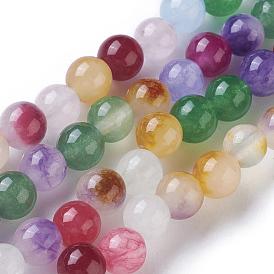 Natural Jade Beads Strands, Round, Dyed