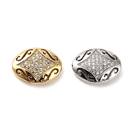 Латунные микро проложить кубического циркония бусы, овальные, стойки покрытие, долговечный, без свинца и без кадмия