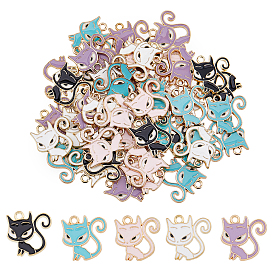 40шт 5цвета сплав с эмалевыми подвесками, золотой свет, кошачье очарование