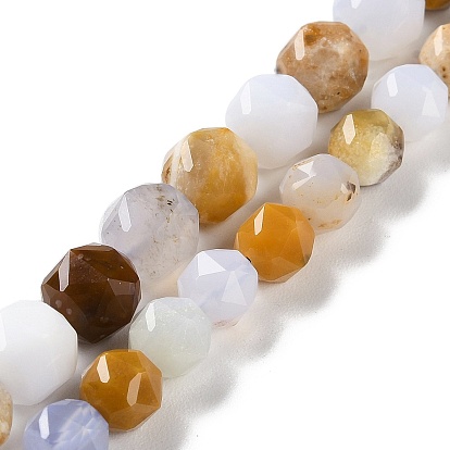 Природные голубые халцедон бисер пряди, граненые, бусины с двойным сердечком и звездочкой