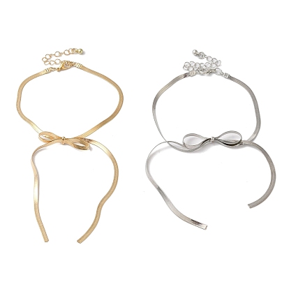 Браслеты из сплава со змеиной цепочкой и бантом