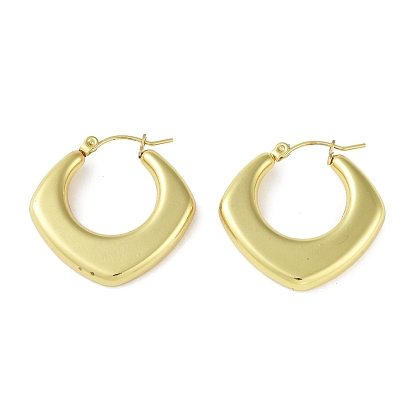 Ion Plating(IP) 304 Stainless Steel Hoop Earrings for Women, Rhombus