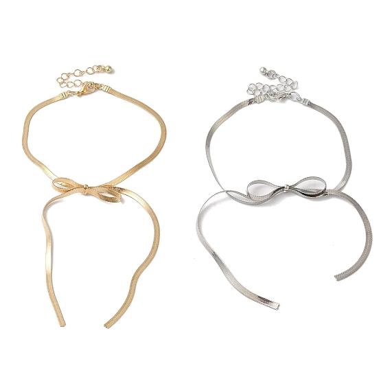 Браслеты из сплава со змеиной цепочкой и бантом