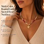 Богемный кулон в виде священного сердца из сплава, изготовленный вручную из разноцветных стеклянных бусин, с регулируемыми цепочками из нержавеющей стали.