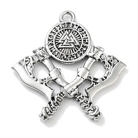 Tibetan Style Alloy Pendants, Double Axe with Valknut