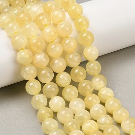 Hebras de cuentas de jade de seda dorada natural., rondo