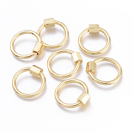 Encantos de bloqueo de mosquetón de tornillo de latón, para hacer collares, enlaces rápidos, larga duración plateado, sin cadmio, plomo, níquel, anillo