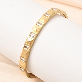 304 браслеты из нержавеющей стали со стеклянными шарнирами для женщин, прямоугольные, ионное покрытие (ip), долговечный, настоящее 18позолота
