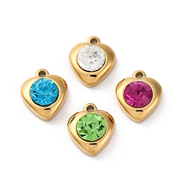 304 из нержавеющей стали горный хрусталь подвески, ионное покрытие (ip), реальный 14 k позолоченный, сердце прелести