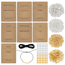 Наборы для изготовления браслетов с азбукой Морзе своими руками, в том числе 800 латунные бусины шт., 6 пучки вощеного хлопкового шнура, 14шт. бумажные карточки для демонстрации ожерелий