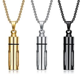 316L Stainless Steel Column Urn Ashes Pendant Necklace, Memorial Jewelry for Men Women