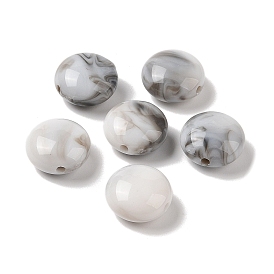 Perles acryliques opaques bicolores, pierre d'imitation, plat rond