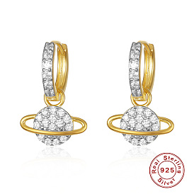 925 Sterling Silver Starry Diamond Drop Earrings - Versatile Women's Ear Studs