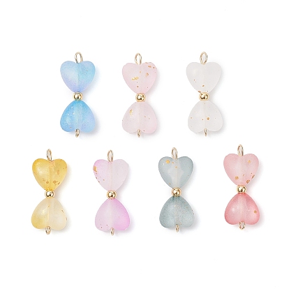 7 шт. 7 цвета матовый прозрачный акриловый двойной соединительный сердечко, латуни и 304 результатов из нержавеющей стали, золотые