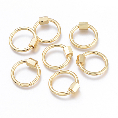 Encantos de bloqueo de mosquetón de tornillo de latón, para hacer collares, enlaces rápidos, larga duración plateado, sin cadmio, plomo, níquel, anillo