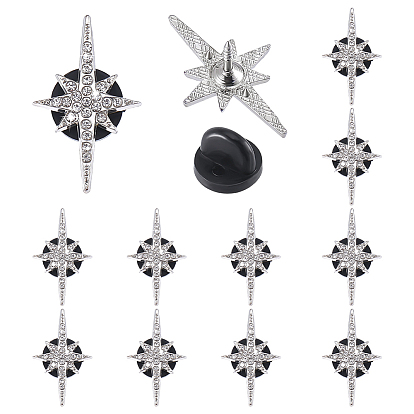 12Pcs Star Alloy Pave Rhinestone Clip Lapel Pin Backs for Clothes, with Silicone Cover