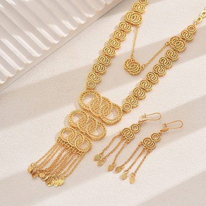 Винтажный сплав, полые кисточки, ожерелья и серьги, комплект для женской свадебной вечеринки