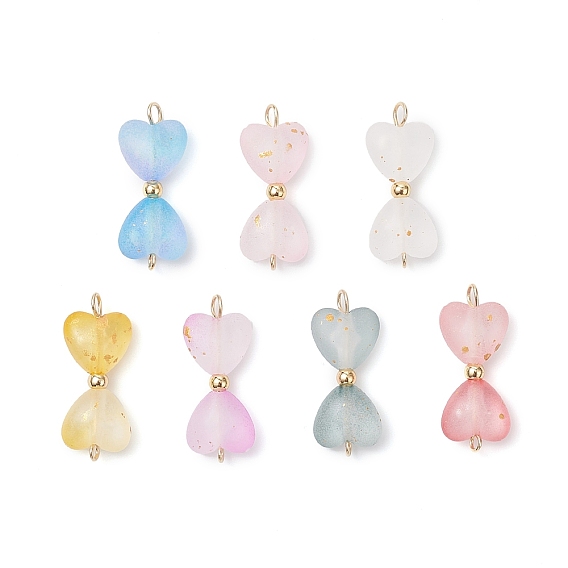 7 шт. 7 цвета матовый прозрачный акриловый двойной соединительный сердечко, латуни и 304 результатов из нержавеющей стали, золотые