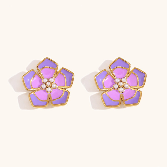 304 серьги из нержавеющей стали эмаль, цветок