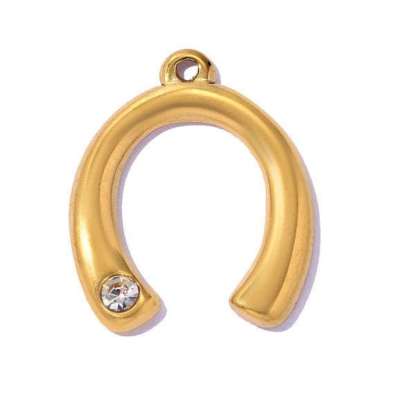 304 из нержавеющей стали горный хрусталь подвески, подкова очарование, ионное покрытие (ip), долговечный