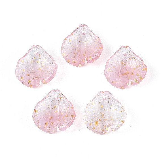 Подвески из прозрачного стекла с лепестками, два тона, с золотой порошок