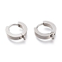 201 Stainless Steel Huggie Hoop Earrings Findings, with Vertical Loop, with 316 Surgical Stainless Steel Earring Pins, Ring