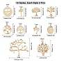SUNNYCLUE Brass Pendants, Flat Round with Tree of Life & Tree