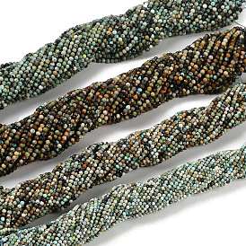 Хубэй природных бирюзовый бисер нитей, граненые, круглые