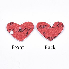 PU Leather Pendants, Heart, For Valentine's Day Jewelry Making