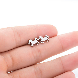 Stainless Steel Animal Earrings - Simple and Cute Horse Ear Decor.