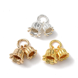 Rack Plating Brass Charms, Cadmium Free & Lead Free, Long-Lasting Plated, with Jump Ring, Flower Charm