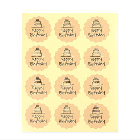 Autocollants autocollants en papier kraft autocollants, pour les cadeaux, sacs d'emballage, mot joyeux anniversaire