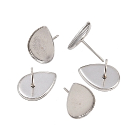 Настройки серьги кабошон 304 заготовки серьг из нержавеющей стали, лоток для капель: 11x15 мм, 15x11x1 мм, штифты : 0.5 мм