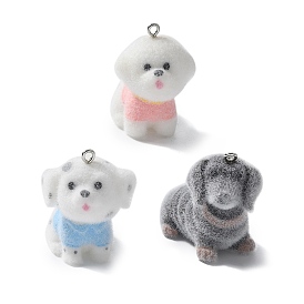 Кулоны из флокированной смолы, собака, с платиновым тоном железная петля