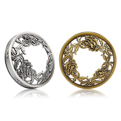 Zinc Alloy Candle Lids, Candle Toppers, Jar Candle Accessories, Flat Round with Flower Pattern, Cadmium Free & Lead Free