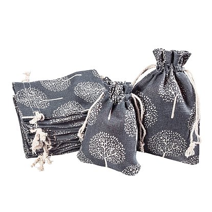 Мешочки для упаковки ткани, шнурок сумки, прямоугольник с деревом жизни